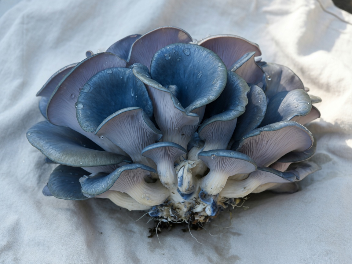 Cluster of blue oyster mushrooms