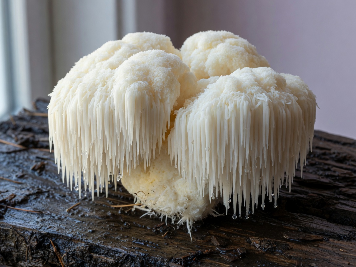 Lion’s Mane mushroom with cascading white spines